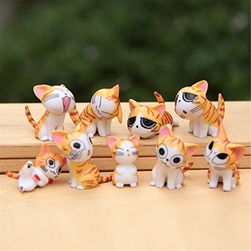 Chi gato juguetes, 9 pcs japonés, diseño de chi Sweet Home gatos muñecas figuras de animales en miniatura Collection juguete juego para jardín decoración (amarillo)