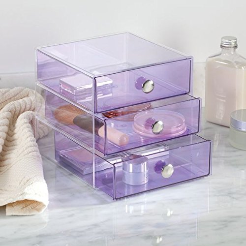mDesign Schubladenbox – die Aufbewahrungsbox mit drei Schubladen, beispielsweise als Kosmetik Organizer oder Schreibtisch Organizer - 2