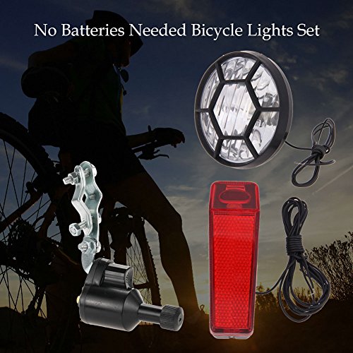 Docooler Fahrrad-Licht Keine Batterie/Fahrradbeleuchtung Set Kit Fahrrad Sicherheits Frontscheinwerfer Rücklicht Rücklicht Dynamo(Keine Batterien Erforderlich) - 5