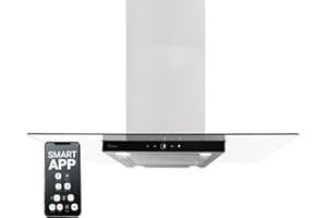 KKT KOLBE Dunstabzugshaube 90 cm | Inselhaube | Abluft Umluft | Edelstahl | schwarzes Glas | WLAN | Nachlaufautomatik | SensorTouch Bedienung | MULTI-INSEL-HC