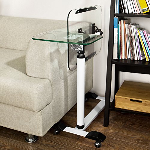 SoBuy® Pflegetisch Betttisch Laptoptisch Beistelltisch Tischplatte aus Glas FBT07N5 - 3