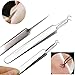 FEITONG 3pcs Curved Blackhead Comedone Clip Needle Tweezers Pimple Extractor Remover (Silver)