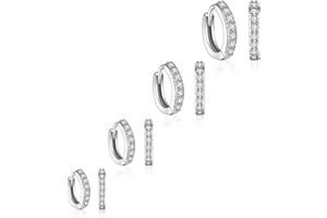 XOUDKE 4 Paia Orecchini a Cerchio di Cartilagine,Orecchini Anallergici Cerchio,Orecchini a Cerchio Piccoli in Acciaio Inox Anelli del Labbro del Naso per donna uomo, 6 mm 7mm 8 mm 9mm