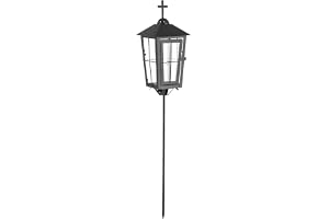 NUPTIO Gravyrkogård begravningslykta väderbeständig utomhus begravningslykta 69 cm hög med gädda spik marken, utomhus metall