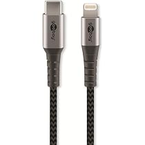 Goobay 49267 Câble Lightning Apple/Certifié MFi/Câble Textile Premium Extra Résistant Avec Connecteurs Métalliques/Iphone, Ipad, Ipod / 0,5m / Space Grey