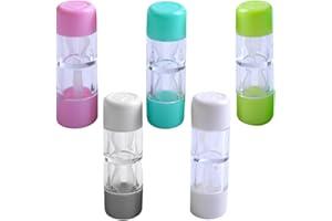 JEYORZY 5 Pieces Contact Lens Case Travel Set for Hard Lenses, Mini Travel Hard Lens Case with Protective Box, Portable Lens Container with Cleaning Container for Home and Travel, Compact Storage