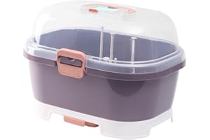 PILIPANE Stoccaggio per Biberon per Biberon, Organizer per Biberon Grande con Coperchio, Organizer Portatile per Biberon con Coperchio Antipolvere(Viola)