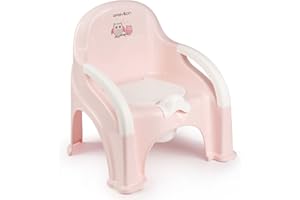 BABYLON Premier pot bebe toilette avec un couvercle, antidérapant petit pot toilette bébé, wc enfant avec bol amovible, anatomique pot bebe, pot pour enfants, rose
