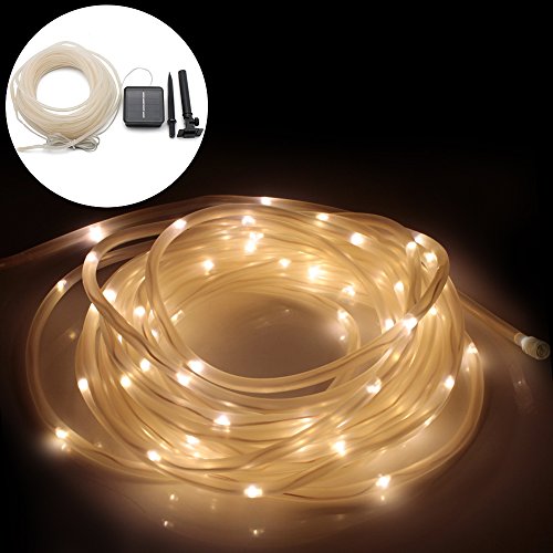 Forever Speed led lichterschlauch Solar Solarlichterkette 12m (10M lichterschlauch + 2m Anschlusskabel),tragbar, mit Lichtsensor, Außenlichterkette, Weihnachtsbeleuchtung, Beleuchtung für Hochzeit, Party und Weihnachten, 1.2 V 100 LEDs Warmweiß wasserdicht IP65