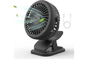 BABYIN Handheld USB Desktop Kids Buggy Clip on Fan Pram Stroller 360 Degree No Dead Angle Rotation Mini Hand Held For 2-6 Hours Supper Long Supply((Black)