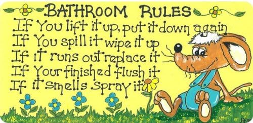BATHROOM/TOILET RULES Wall/Door Sign - Humour