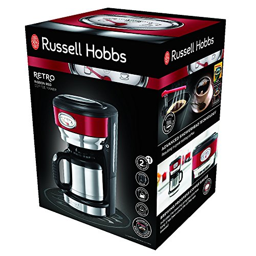 Russell Hobbs 21710-56 Retro Ribbon Red Thermo-Kaffeemaschine mit stylischer Brüh- und Warmhalteanzeige, Brausekopftechnologie, rot - 2