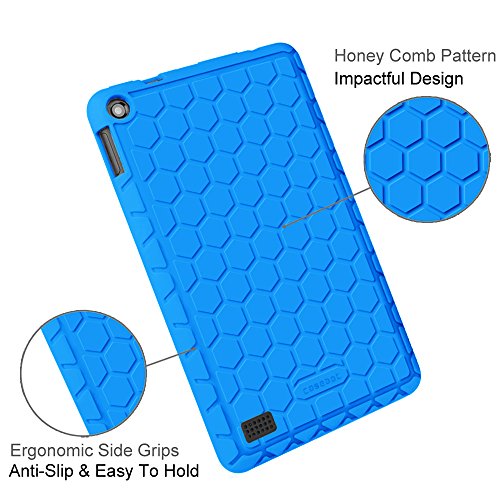 Fintie Fire 7 2015 Hülle – Leichte Rutschfeste Stoßfeste Silikon Tasche Case Kinderfreundliche Schutzhülle, Blau - 4