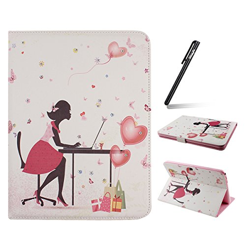 Galaxy Tab 4 10.1 Hülle Case,Galaxy Tab 4 10.1 SM-T530 / T531 / T535 Ledertasche,Ukayfe Muster Schutzhülle Leder Tasche für Samsung Galaxy Tab 4 10.1,Malerei Blume Fee Mädchen Kristall Glitzer Diamant Muster Design Slim Fit Folio PU leder Flip Cover im Bookstyle Kunstleder Schutzhülle Cover Tasche mit Ständer für Samsung Galaxy Tab 4 10.1 Zoll mit 1 x Schwarze Eingabestift (Bürodame Pattern)