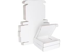 STRBOXONG Small Shipping Boxes, 100 x 100 x 20 mm Mini Large Letter Boxes for Postal Mailing, Shipping Bags, Goods Shipment, White Packaging Boxes for Business, Storage or Gift Box, Corrugated Cardboard (Pack
