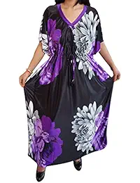 Indiatrendzs Women Kaftan Nighty Satin Floral Printed Sleepwear Plus Size
