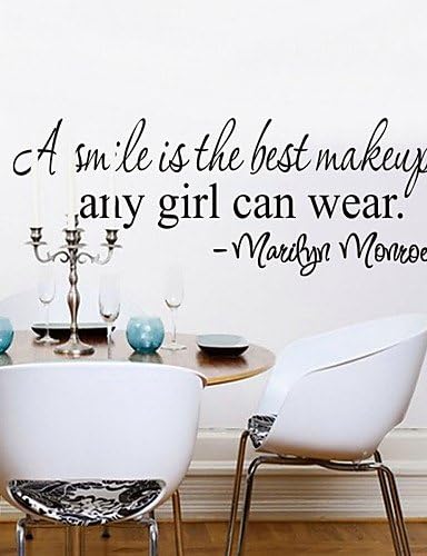 Wall Stickers Wall Decals, Style A Smile is The Best Makeup English Words &amp; Quotes PVC Wall Stickers