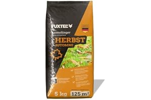 FUXTEC Engrais gazon automne FX-RDH5 – 5 kg pour jusqu’à 125 m² – Formule NPK 5+3+12 – Granulés solubles résistants au froid, gel et hiver – Fertilisation durable Made in Germany