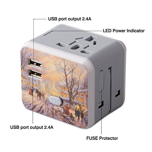 Reiseadapter 4 in1 für 150 länder Reisestecker Milool Weltweit Universal Adapter mit zwei USB Anschlüsse - 4