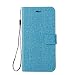 Produktbild LMAZWUFULM Hülle für Samsung Galaxy J3 DUOS (2017) / SM-J330 (5,0 Zoll) PU Leder Magnetverschluss Brieftasche Lederhülle Leinen / Sackleinen Muster im Bookstyle mit Stent-Funktion und Karten Slot Schutzhülle Ledertasche Flip Cover für Samsung Galaxy J3 2017 Blau