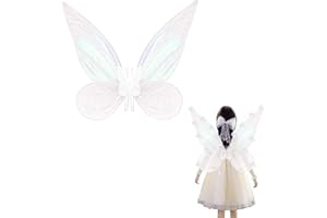 YODITI Alas de Hada Brillantes para Niños, Alas de Hada Brillantes LED para Adultos Alas Mariposa Disfraz de Cosplay, Mundo Mágico Vestido Fantasía para Fiestas con Tirantes Elásticos Accesorios Carnaval