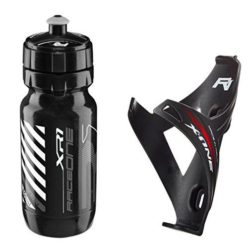 Raceone KIT Race X1M (2 PCS): Borraccia XR1 + Portaborraccia X1 Matt ideale per Bici Race / MTB / Gravel / Trekking Bike. 100% MADE IN ITALY. Colore: Nero / Grigio