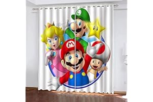 JWXF Blackout Curtains 3D Anime Super Mario Kids Room Decor 2 Panels Thermal Insulated Window Treatment Eyelet Curtain For Living Room Bedroom Nursery (Color : A8, Size : 66" W x 54" H/168 x 137cm)