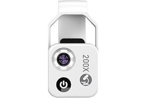 SPORTARC 200 x Handy-Mikroskop-Objektiv mit LED-Licht, tragbares digitales Mikroskop für Kinder, Handmikroskop, Dermatoskop, Hautdiagnose, Haaranalysator