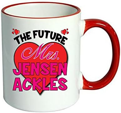 RED MUG - The Future Mrs. JENSEN ACKLES MUG - PERFECT GIFT, OFFICE PRESENT - SECRET SANTA - CHRISTMAS OR BIRTHDAY PRESENT - ANY CELEBRITY NAME
