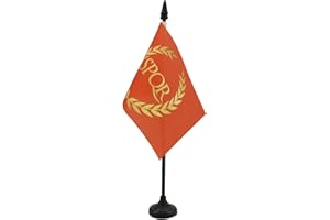 AZ FLAG Bandiera Da Tavolo Impero Romano 15X10Cm - Piccola Bandierina Spqr 10 X 15 Cm
