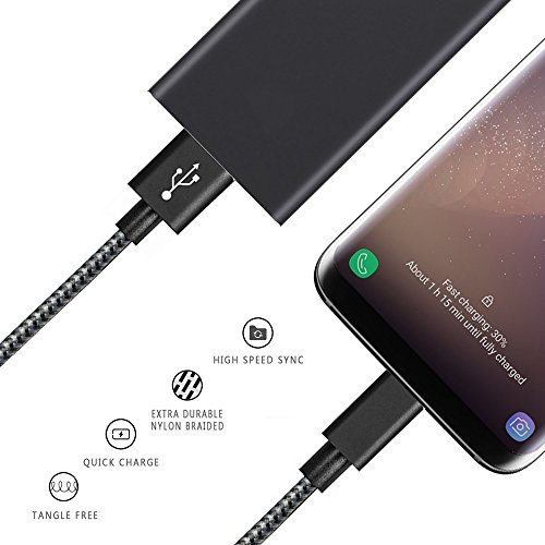 USB Type C Ladekabel, TUOYA Nylon Kabel USB C auf USB 3.0 Datenkabel für Samsung Galaxy S8 / S8 Plus, LG G5, OnePlus 3, HTC 10, Huawei P9/ P9 Plus (2 pack-3m) - 4
