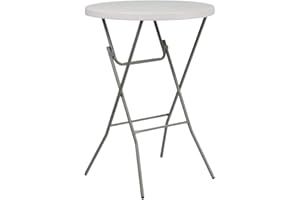 GH91 GARDEN HOUSE GARAGE 91 Blanca Mesa Catering Plegable Redonda Alta, Polipropileno, 80x110cm