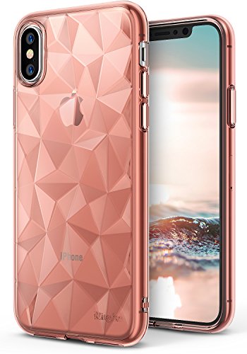 Funda Apple iPhone X Ringke  AIR PRISM  TPU con Dise  o 3D Texturizado de Genial Elegante con Patr  n de Diamante Flexible Como Una Joya para Apple iPhone X - Rosa Rose Gold Crystal