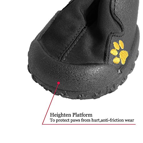 Dog Shoes Waterproof Anti-slip Pet Dog Puppy Boots Soft Non-slip High  Quality Paw Protector 4PCS Black)