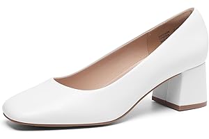 DREAM PAIRS Women's Low Chunky Heels Square Toe Pumps Comfortable Slip On Dress Shoes Wedding Party Office Shoes