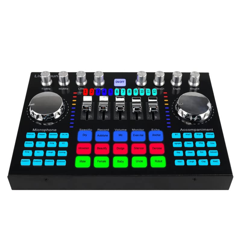 K1 Live Sound Card HIFI Homemade Sound Effect Audio Mixer Board For Live Streaming Music Recording Singing Bluetooth Wireless Accompaniment Sound Card