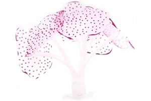 ANCLLO 2 plantas de coral artificial de silicona para decoración de peceras, paisaje de acuario, efecto brillante colorido, adorno de planta marina con ventosa, color morado