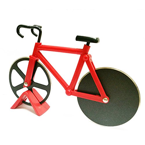 GuDoQi ® 2 Packung Fahrrad Pizza Cutter Dual Edelstahl Pizza Messer Rot - 4