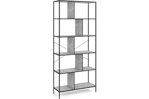 Loft Regał na Książki Fyrk 80x180x30, Beton, Vicco