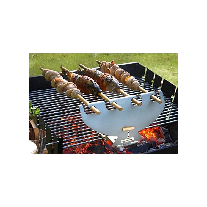 Spiess Griller Grill Aufsatz Halterung Edelstahl 4 Buchenholz Grill Spiee Steckerl Fisch