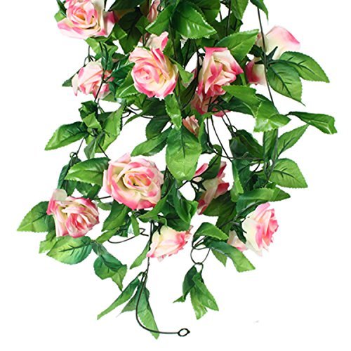 Natural Home 245cm Efeu Girlande Efeubusch Efeugirlande Efeuranke künstliche Kunstpflanze hängend Blätter (Dunkel Rosa, 2er Pack) - 2