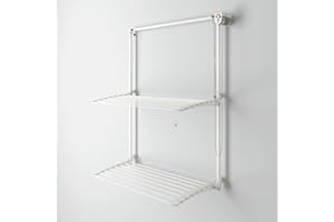 foxydry Wall Plus Étendoir à linge mural, Étendoir mural vertical, extensible rétractable refermable pour l'intérieur et l'extérieur 108 x 52 x 137 cm (blanc droit, 108 cm)