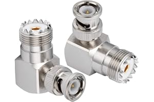 Vecys SO239 UHF Hembra a BNC Macho ángulo Recto de 90 Grados Adaptador de Antena para Antena CB Radioaficionado Walkie Talkie Radio Bidireccional Portátil PL259 Coaxial (2 pcs)