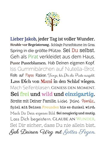 Taufgeschenk Junge | Personalisiertes Bild als Geschenk zur Taufe für Kinder und Babies in DIN A4 - Ideal als Gastgeschenk von Taufpaten - 6