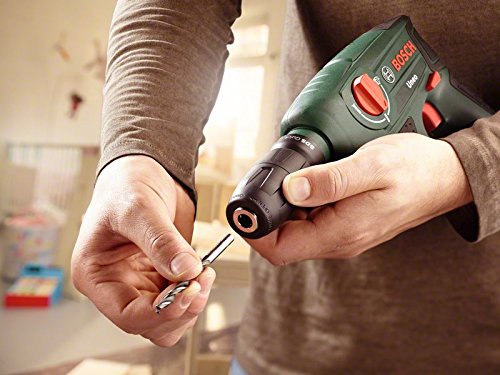 Bosch DIY Akku-Bohrhammer Uneo, 2 Akku, Ladegerät, Rundschaftadapter, 2 SDS-Quick Betonbohrer, 2 Hex-Schaft Bohrer, 4 Bits, Koffer (12 V, 2,5 Ah, 10 mm Bohr-Ø Beton) - 3