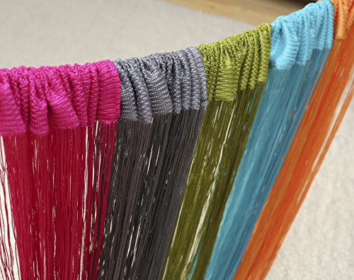 Fadenvorhang UNI 90x245cm – versch. Farben wählbar, Fadenvorhang mit Stabdurchzug,Fadengardine, Raumteiler, Türvorhang, Mückenschutz, Fliegenschutz, Faden Vorhang (Grau/ Silber) - 6
