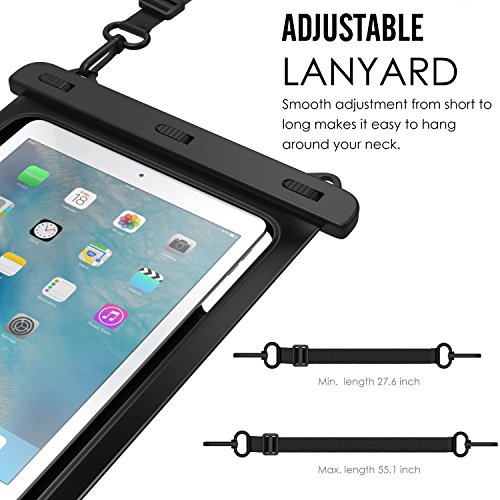 MoKo Wasserdichte Hülle Tasche Beachbag mit Halsband für MediaPad M2 10 / Samsung Tab A 10 / Tab A 9.7 / Tab E 9.6, bis zu 10 Zoll Tablets, Schutzhülle für Strand, Wandern, Outdoor – IPX8, Schwarz - 4