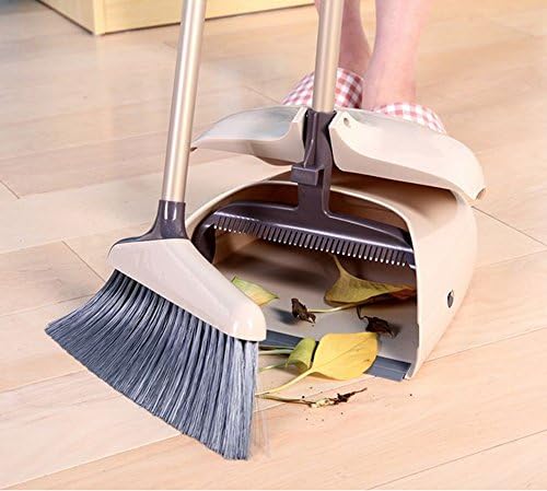BOOMJOY Dustpan &amp; Lobby Broom Combo 3 Foot Overall Height Ergonomic Dustpan and Telescoping Handle