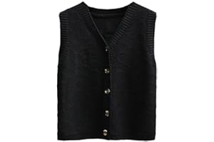 ALLOAONE Gilet Cardigan con Bottoni in Lana Lavorata A Maglia con Scollo A V Ampio da Donna