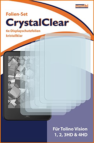6 x mumbi Schutzfolie Tolino Vision 1, 2, 3HD, 4HD Folie Displayschutzfolie - 3